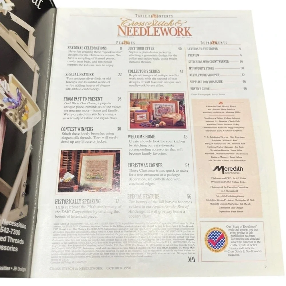 Cross Stitch & Needlework October 1996 Magazine Halloween‎